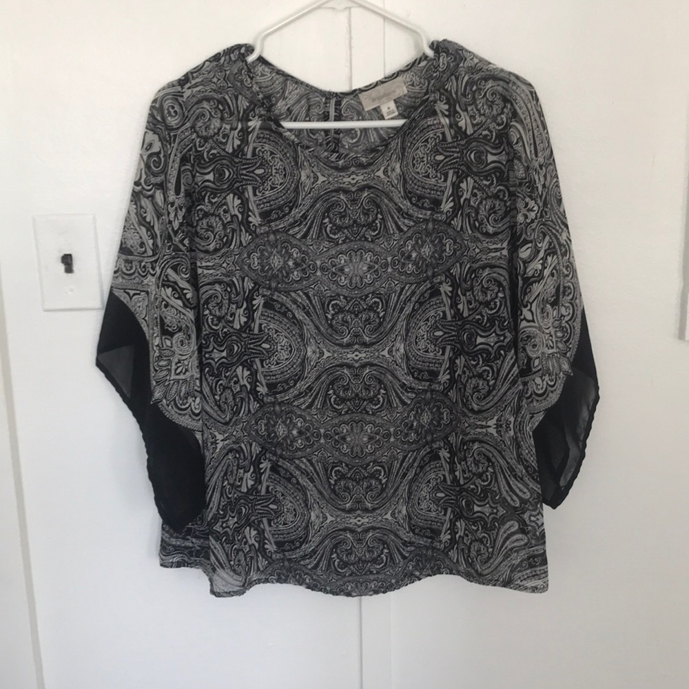 Black and gray peasant blouse